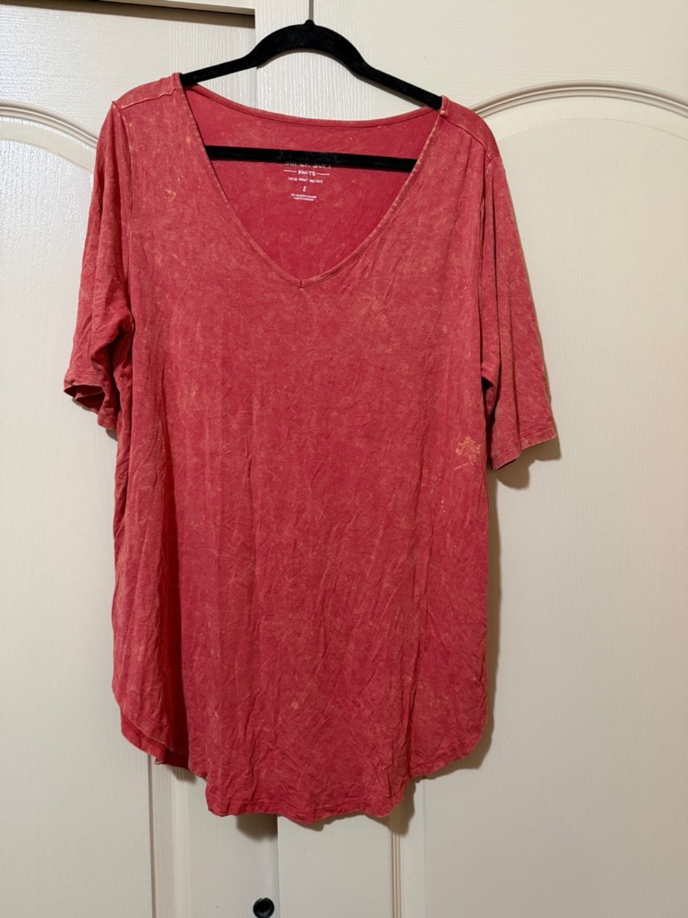 torrid V-Neck Short Sleeve Top - orange distressed Wash size 2